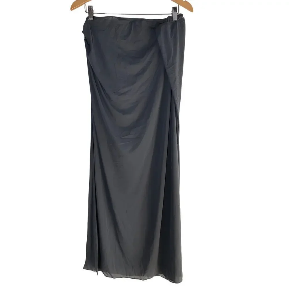 SKIMS Mesh Cover Up Long Sarong Skirt Tonal Ring Gunmetal Gray NWT Size 4X